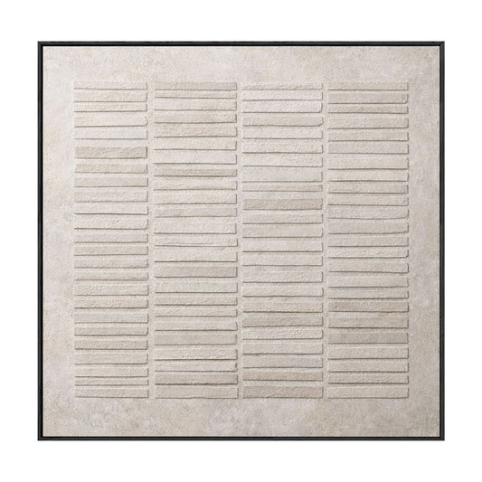 Minimalist Beige Light Grey Geometric Lines Relief Textured Plaster Abstract Wall Art Modern Neutral Decor for Home Office Living Room Bedroom Dining Room Hallway