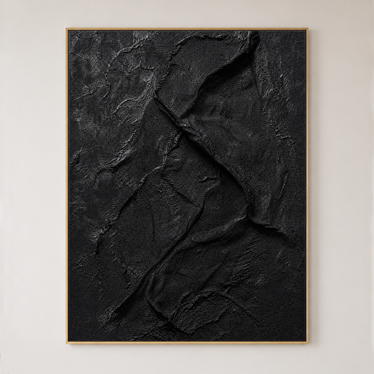 Abstract Black Dimensional Folded Relief