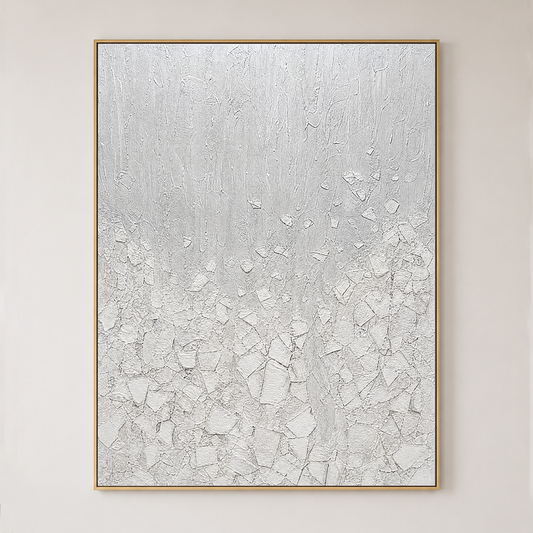 Fragmented Serenity Off-White Textured Art