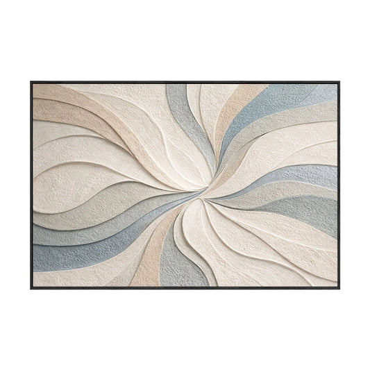 Abstract Blue Beige White Light Grey Textured Swirling Curved Lines Framed Canvas Wall Art - Modern Minimalist Neutral Decor for Living Room Bedroom Office Dining Room Hallway, 200-255 chars placeholder ends