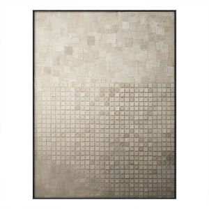 Minimalist Neutral Geometric Textured Wall Art – Soft Beige Off White Light Grey Abstract Grid Blocks, Muted Modern Decor, Thick Paint Stacking Canvas Artwork for Home Living Room Bedroom Office Dining Hallway