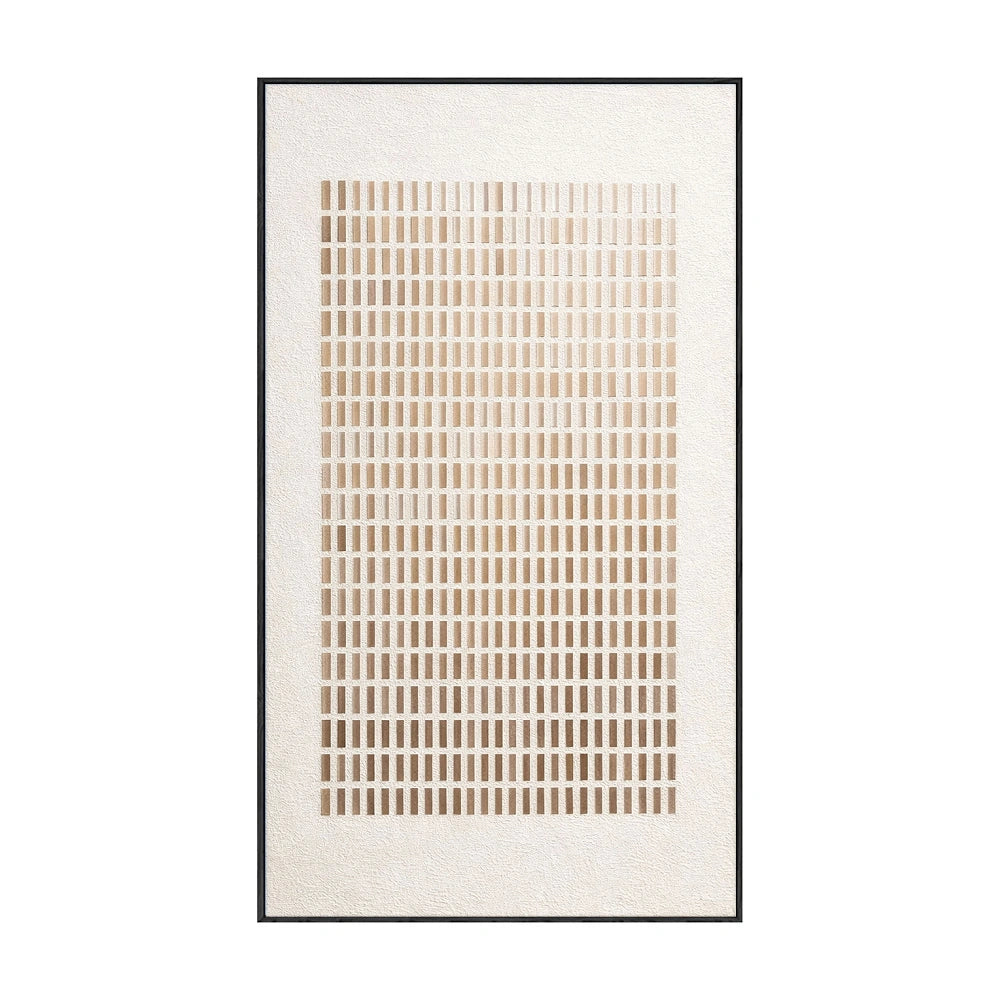 Minimalist Abstract Geometric Beige White Gradient Line Grid Textured Canvas Wall Art Neutral Tone Modern Home Office Living Room Decor#TW187