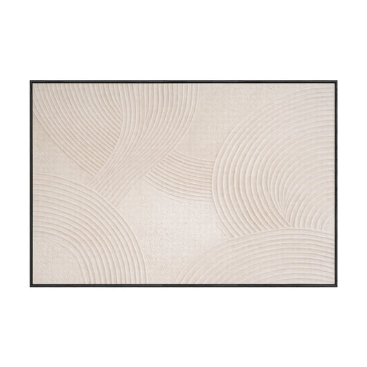 Minimalist Abstract Beige White Textured Geometric Arc Lines Framed Canvas Wall Art Neutral Modern Decor for Living Room Bedroom Office