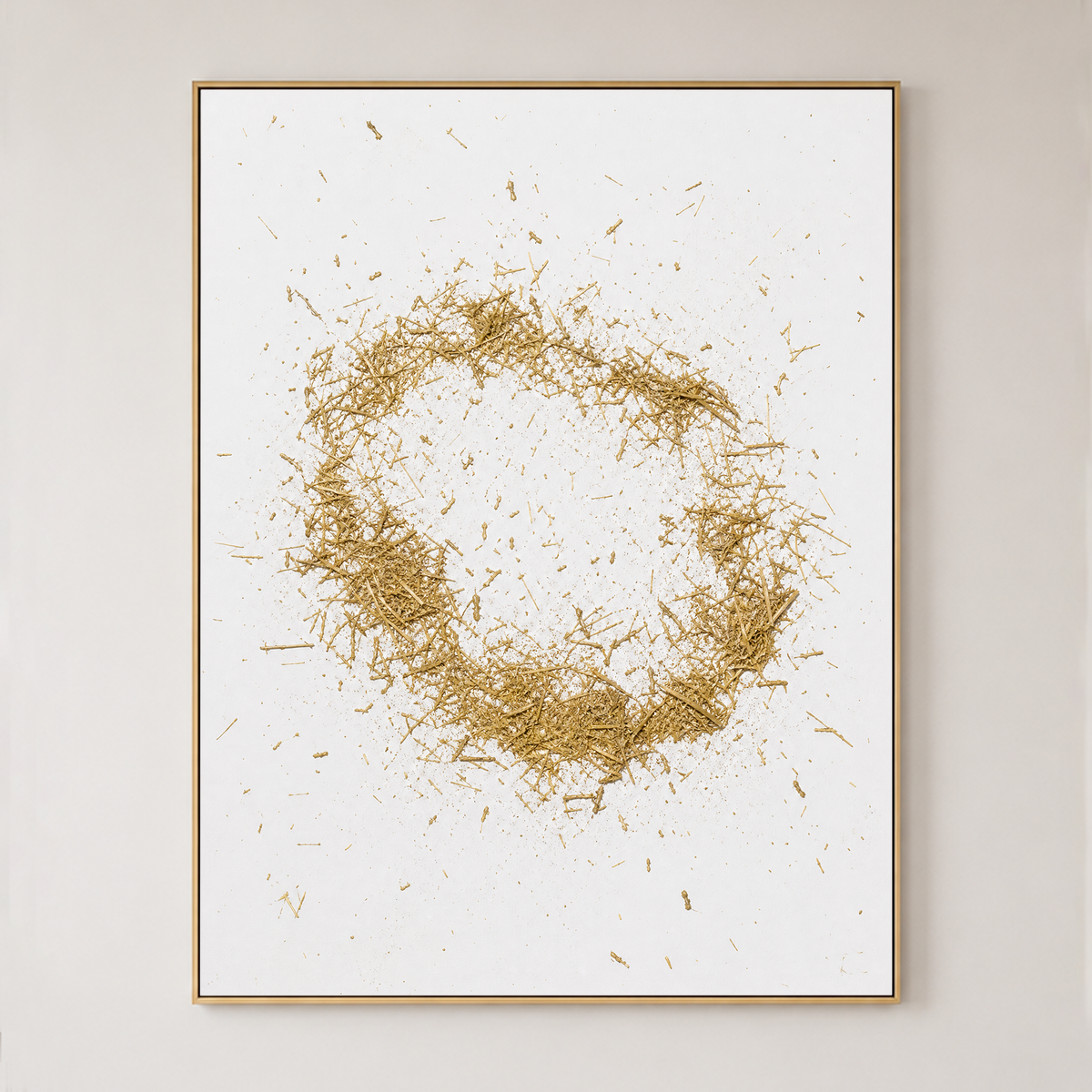Abstract Gold and White Textured 3D Relief Vertical Wall Art for Living Room