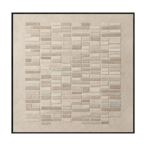 Minimalist Geometric Block Pattern Neutral Textured Wall Art in Soft Beige, Warm Brown, Light Grey, Medium Grey Tones Modern Abstract Decor for Office, Hallway, Dining Room, Bedroom, Living Room