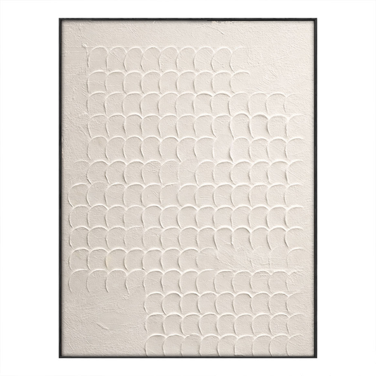 Minimalist Neutral Geometric Overlapping Arch Texture Plaster Wall Art, Modern Beige White Textured Abstract Artwork for Home, Office, Living Room, Bedroom, Dining Room, Hallway Interior Decor