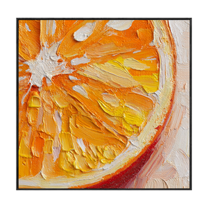 Vibrant Close-Up Orange Citrus Slice Impasto Wall Art Thick Textured Knife Brush Strokes Modern Colorful Abstract Fruit Painting for Kitchen Dining Living Room Bedroom Office Hallway