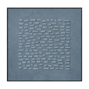 Minimalist Blue Grey 3D Textured Geometric Wall Art, Subtle Raised Block Relief Stretched Canvas Print with Black Frame, Modern Muted Neutral Home Decor for Contemporary Office, Living Room, Bedroom, Hallway & Dining Room