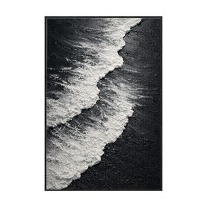 Black and White Textured Abstract Ocean Wave Coastal Minimalist Thick Paint Impasto Wall Art for Modern Living Room Bedroom Dining Room Office Hallway Decor