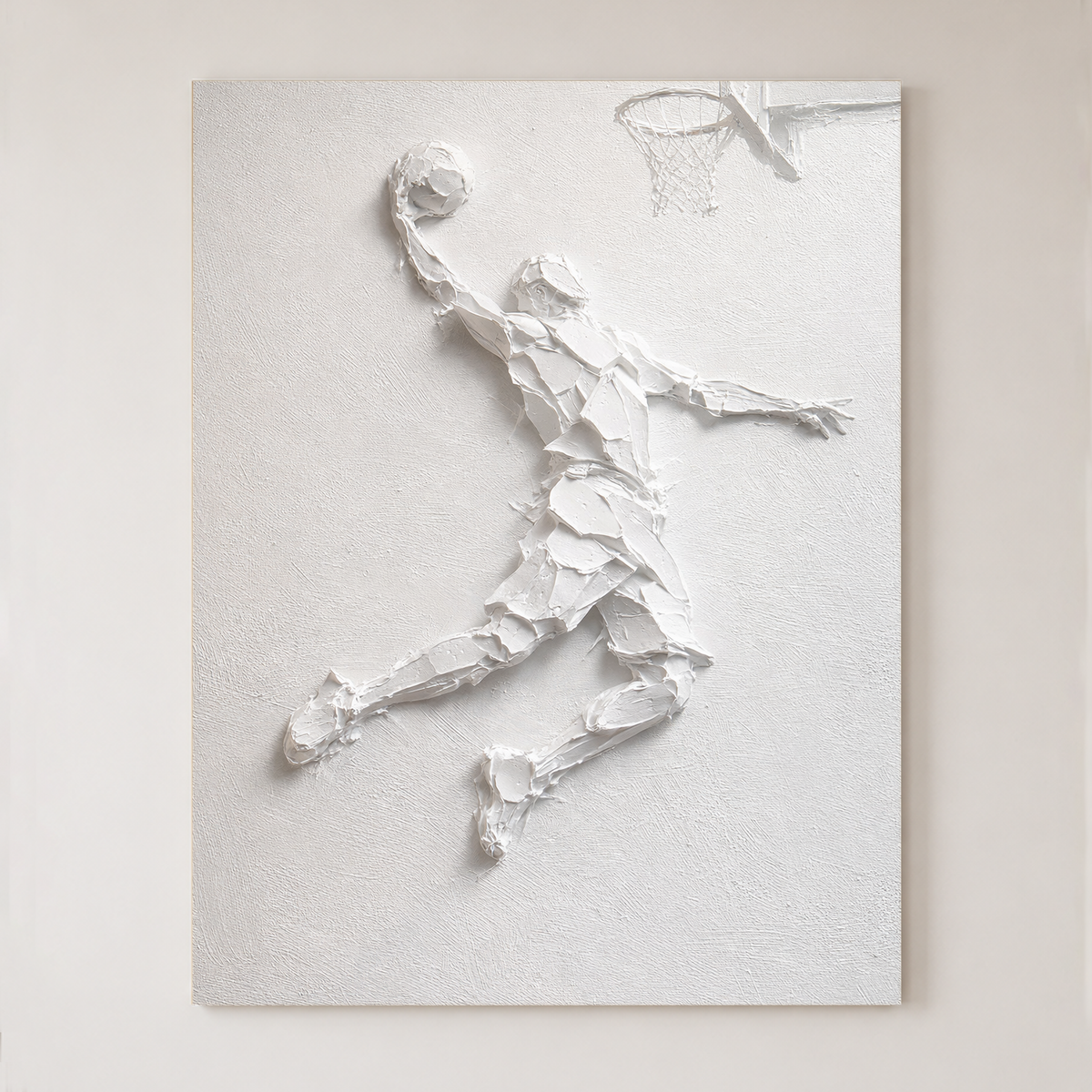 White Textured Sport 3D Relief Vertical Wall Art for Living Room or Office