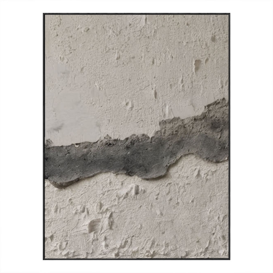 Minimalist Asymmetrical Textured Plaster Wall Art, Wabi Sabi Inspired Neutral Grey White Stucco Relief for Modern Interiors, Monochrome Abstract Office Hallway Bedroom Dining Living Room Decor