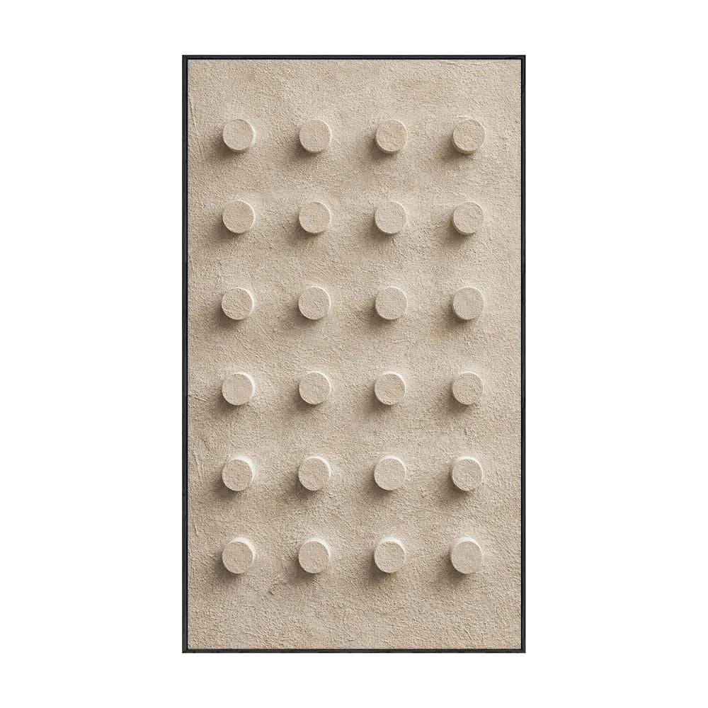 Minimalist Beige 3D Raised Circle Geometric Textured Plaster Wall Art for Modern Home Decor, Neutral Abstract Wall Decor with Stucco Texture, Wabi-Sabi Inspired? No Symmetric! Correct: Neutral Abstract 3D Circle Geometric Textured Plaster Wall Art