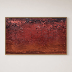 Deep Red Brown Dark Grey Abstract Textured Plaster Wall Art Rich Warm Toned Modern Decorative Artwork for Contemporary Living Spaces Bedroom Dining Room Office Hallway Interior Design