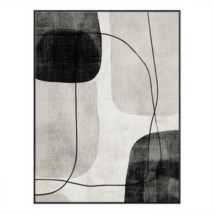Black and White Minimalist Abstract Organic Shapes & Curved Lines Textured Canvas Wall Art for Modern Home Office Living Room Bedroom Dining Room Hallway Decor