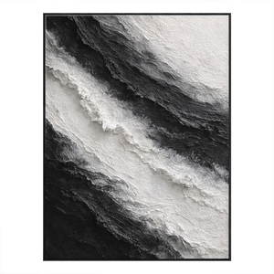 Black and White Abstract Textured Impasto Wall Art for Modern Minimalist Spaces – Monochrome Bold Waves Thick Knife Marks Artwork for Living Room Bedroom Office Dining Hallway Decor