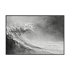 Black and White Textured Abstract Ocean Wave Impasto Wall Art Minimalist Modern Coastal Decor Frameless Option for Living Room Bedroom Office Hallway Dining Room