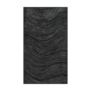 Modern Minimalist Dark Grey Black Abstract Textured 3D Relief Wave Line Wall Art for Office Hallway Living Room Bedroom Dining Room