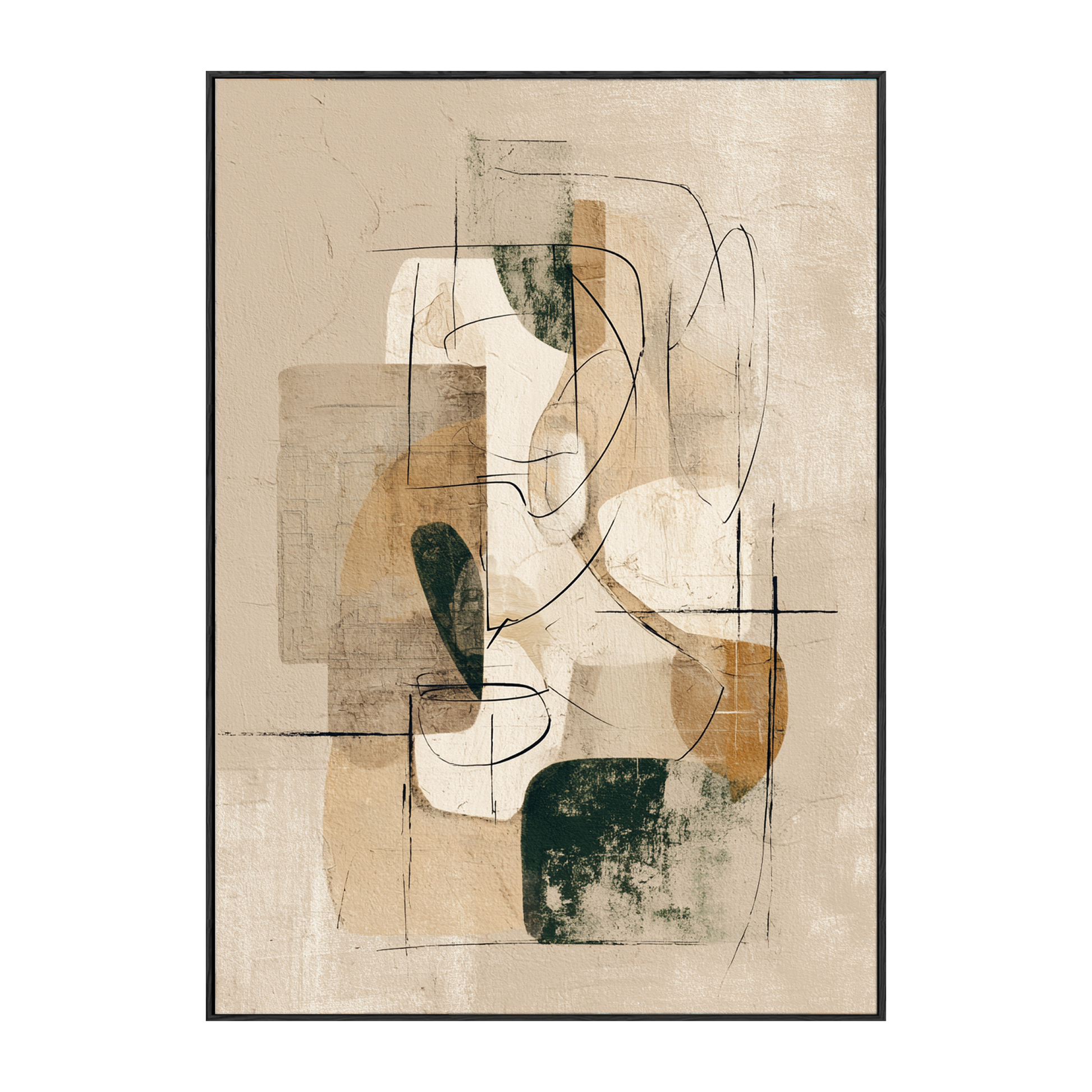 Minimalist Neutral Abstract Beige White Brown Geometric Textured Canvas Wall Art for Modern Home Living Room Bedroom Office Hallway Dining Room Decor