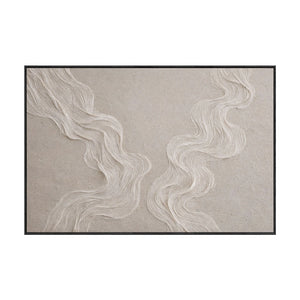 Minimalist Abstract Wavy Lines Textured Framed Canvas Wall Art Soft Neutral Beige White Subtle Organic Decor for Modern Living Room Bedroom Hallway Office Dining Room Cozy Wabi Sabi-Inspired Artwork