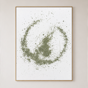 Abstract Minimalist Green and White Textured Vertical Wall Art for Living Room