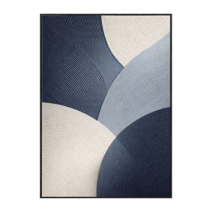 Modern Abstract Blue White Beige Light Grey Curved Geometric Lines Textured Impasto Canvas Wall Art for Minimalist Living Room Office Bedroom Dining Room Hallway Home Decor
