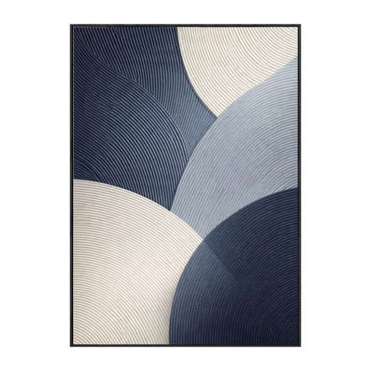 Modern Abstract Blue White Beige Light Grey Curved Geometric Lines Textured Impasto Canvas Wall Art for Minimalist Living Room Office Bedroom Dining Room Hallway Home Decor