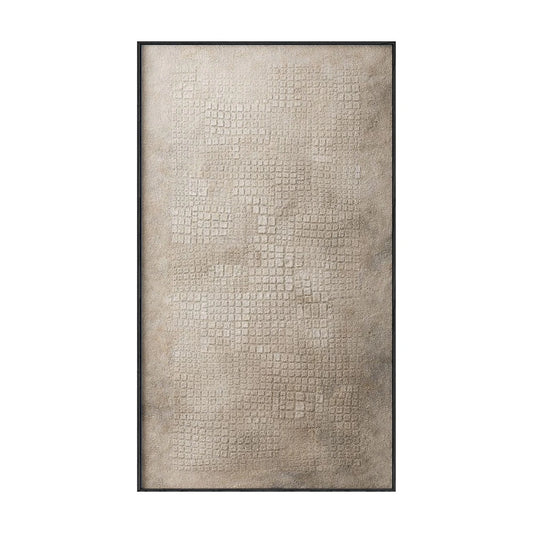 Minimalist Subtle Textured Wabi Sabi Inspired Neutral Beige Dark Grey Abstract Wall Art for Modern Home Office Living Room Bedroom Dining Hallway Decor with Muted Asymmetrical Imperfect Natural Aged Look Framed Canvas Print