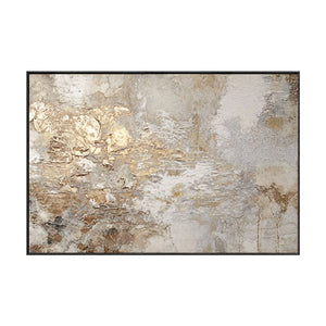 Abstract Beige and Gold Landscape Painting - Textured Wabi-Sabi Wall Art | TW219