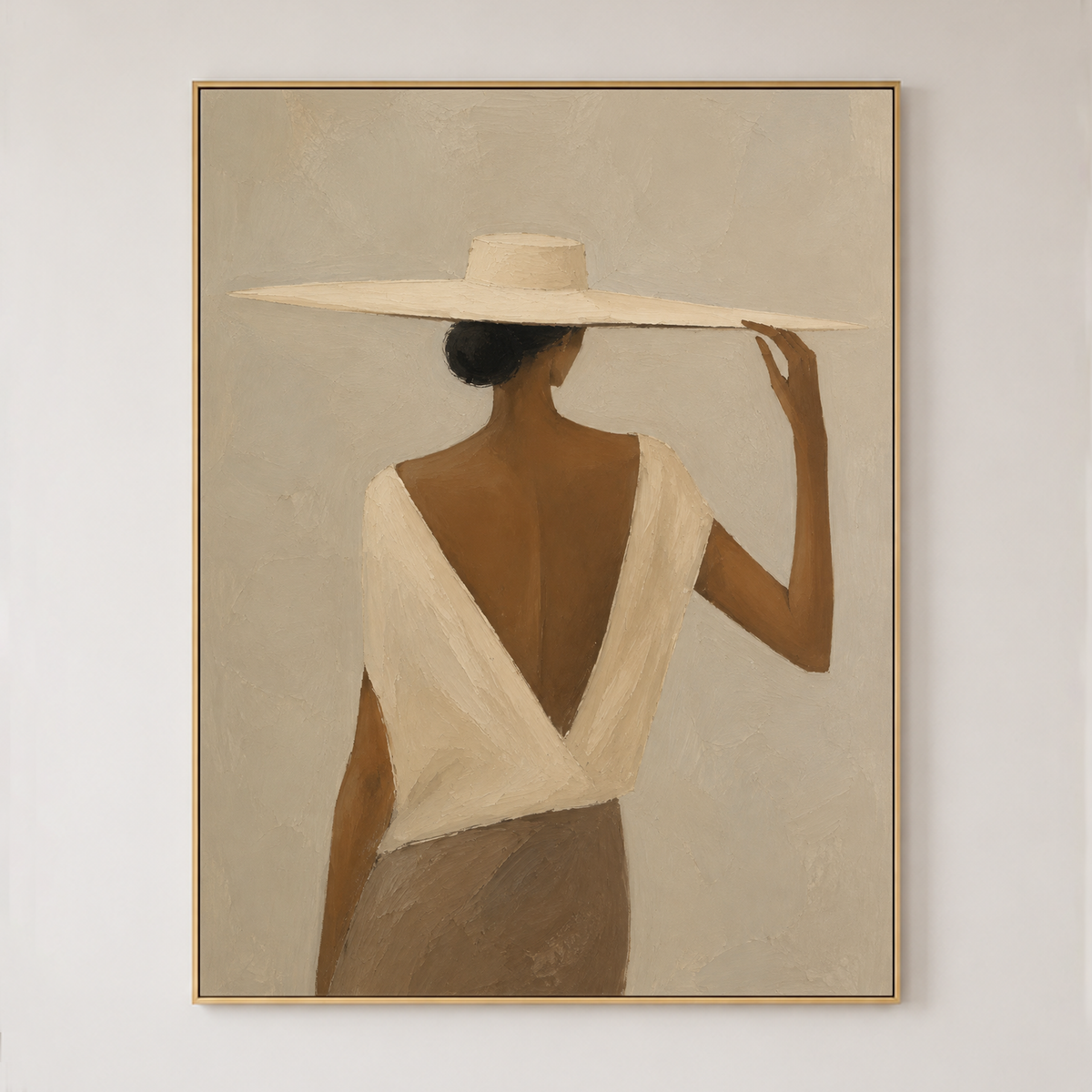 Elegant Silhouette of Woman with Wide-Brimmed Hat