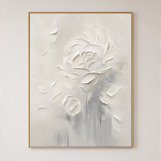 Textured Rose Impasto Art