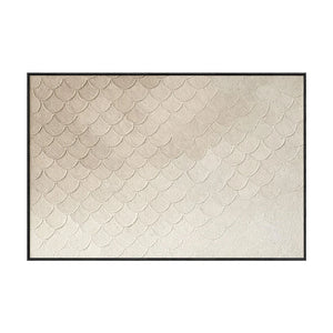 Minimalist Beige White Scale Curved Geometry Organic Pattern Textured Abstract Wall Art Warm Soft Neutral Home Decor for Living Room Bedroom Office Hallway Dining Room Calm Relaxing Framed