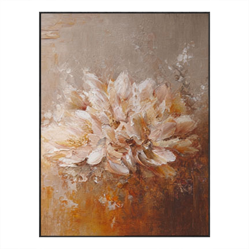 Elegant Vintage Soft Pink Beige Brown Floral Textured Wall Art, Muted Impasto Flower Bouquet Canvas Artwork for Cozy Home Decor, Perfect for Living Room Bedroom Dining Room Hallway Office