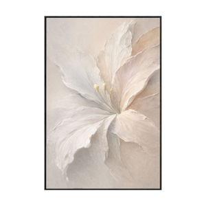 Elegant Soft White Beige Lily Flower Textured Wall Art Minimalist Botanical Decor Modern Aesthetic Artwork for Cozy Home Office Living Room Bedroom Dining Room Hallway