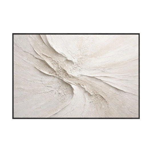 Minimalist Neutral Abstract Textured Wall Art for Modern Home Decor, 3D Plaster Style Large Framed Canvas Artwork with Organic Swirling Lines, Wabi Sabi Inspired Beige White Light Grey Design for Living Room Bedroom Office Dining Hallway