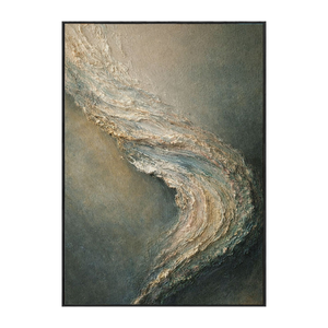 Abstract Textured Impasto Wall Art Muted Dark Grey Beige Light Grey Curved Wave Canvas Modern Minimalist Home Decor for Living Room Bedroom Office Dining Room Hallway