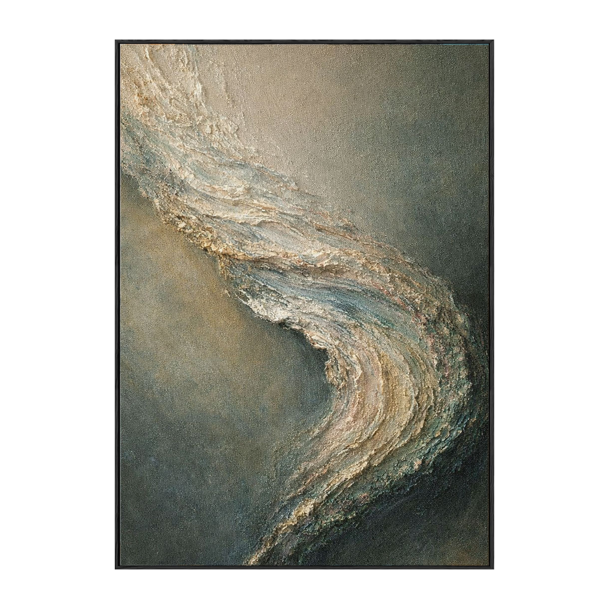 Abstract Textured Impasto Wall Art Muted Dark Grey Beige Light Grey Curved Wave Canvas Modern Minimalist Home Decor for Living Room Bedroom Office Dining Room Hallway