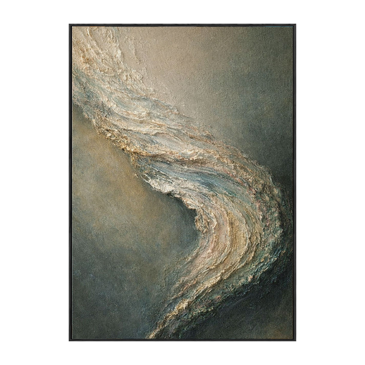 Abstract Textured Impasto Wall Art Muted Dark Grey Beige Light Grey Curved Wave Canvas Modern Minimalist Home Decor for Living Room Bedroom Office Dining Room Hallway