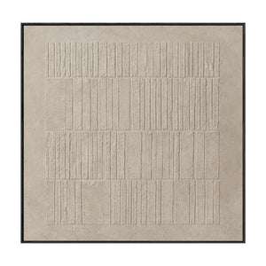 Minimalist Beige Geometric Line Textured Plaster Wall Art Abstract Neutral Tone Square Relief Artwork for Modern Living Room Bedroom Office Dining Room Hallway Wabi Sabi Inspired