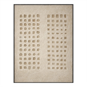 Minimalist Neutral Asymmetrical Geometric Relief Wabi Sabi Plaster Wall Art, Beige Base with Soft Muted Light Medium Grey Imperfect Circles Squares Blocks, Modern Subtle Textured Abstract Decor for Calm Spaces