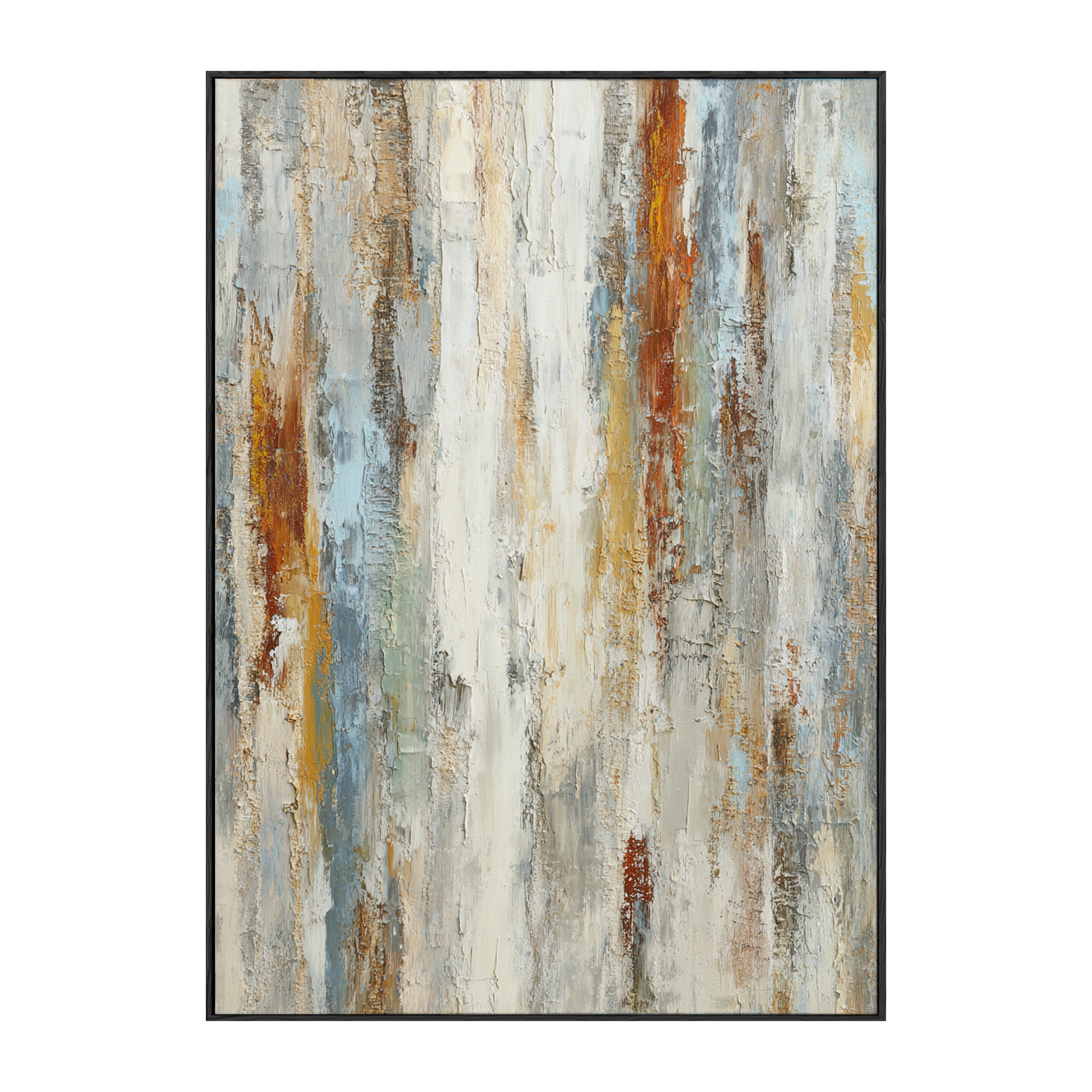 Abstract Neutral Vertical Stripes Textured Wall Art Modern Muted Brown Beige White Grey Artwork for Contemporary Living Room Bedroom Office Dining Room Hallway Decor
