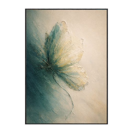 Abstract Textured Blue Beige White Flower Canvas Wall Art Modern Minimalist Textured Artwork for Living Room Bedroom Office Dining Room Hallway