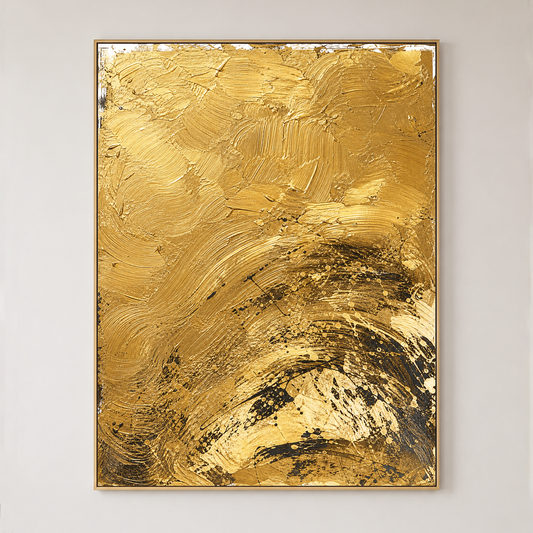Golden Radiance Abstract Impasto Painting