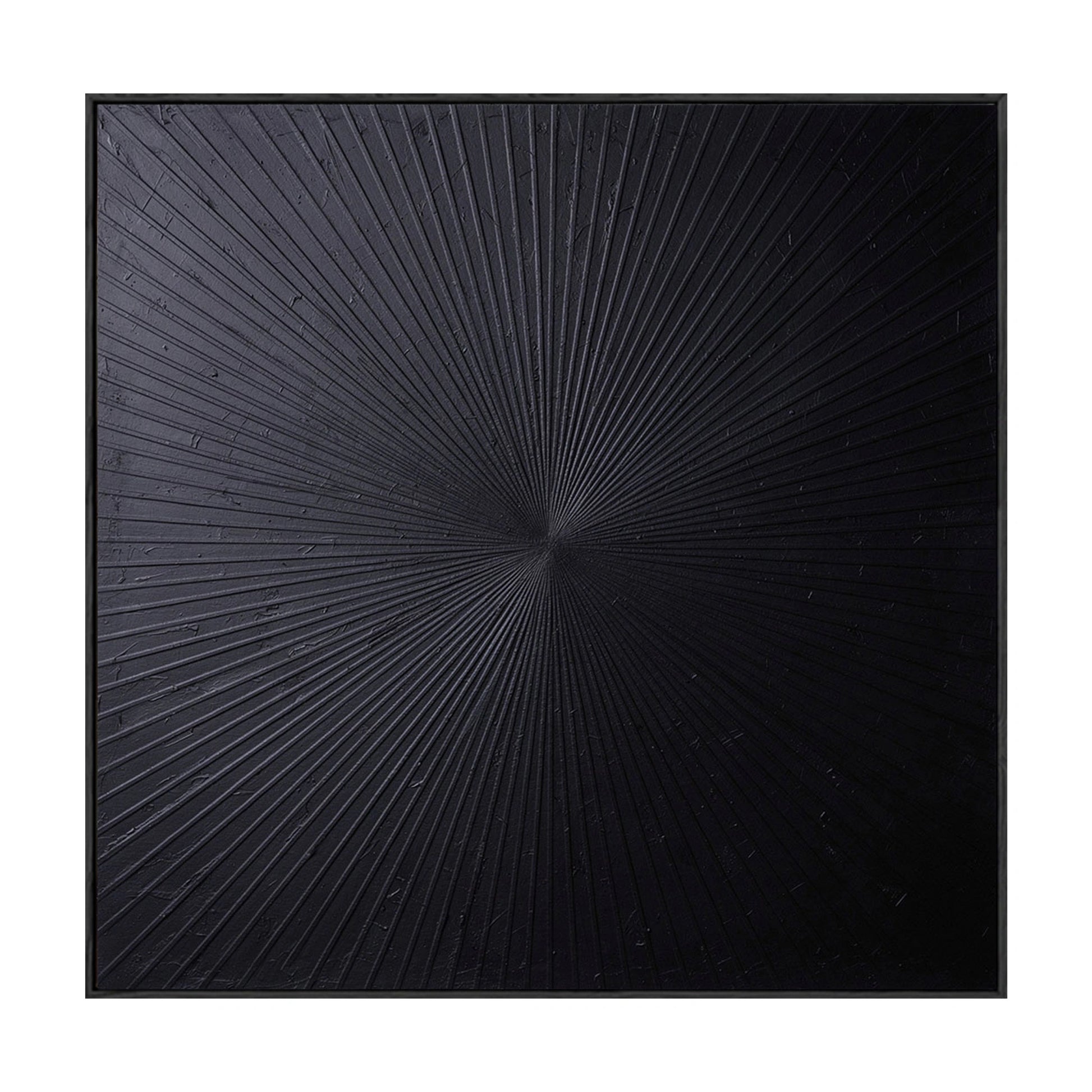 Minimalist Dark Grey Black Abstract Radiating Geometric Lines Textured Wall Art Modern Monochrome Knife Stroke Impasto for Contemporary Interiors Office Bedroom Living Room Dining Room Hallway Stylish Home Decor