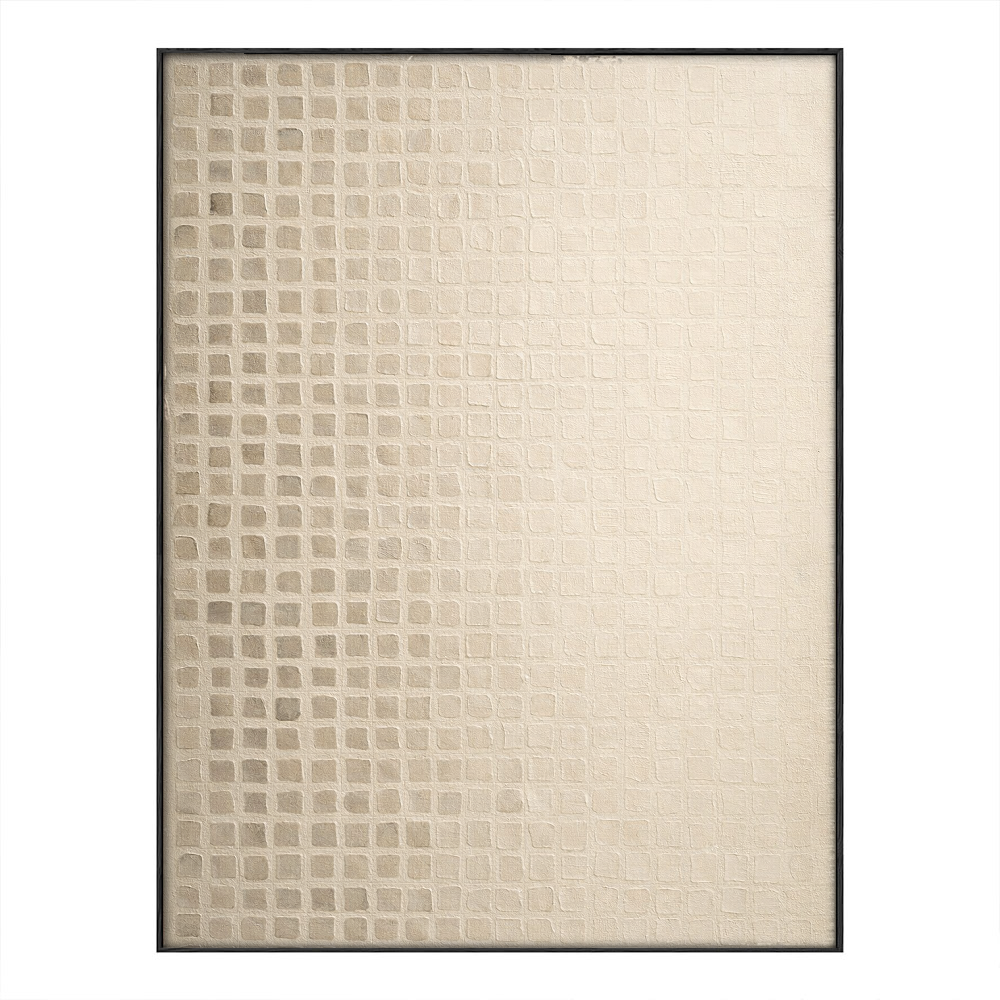 Minimalist Asymmetrical Geometric Grid Abstract Wall Art, Soft Beige Light Medium Grey Muted Tones Textured Canvas Art, Modern Rustic Neutral Decor for Office Hallway Dining Room Bedroom Living Room
