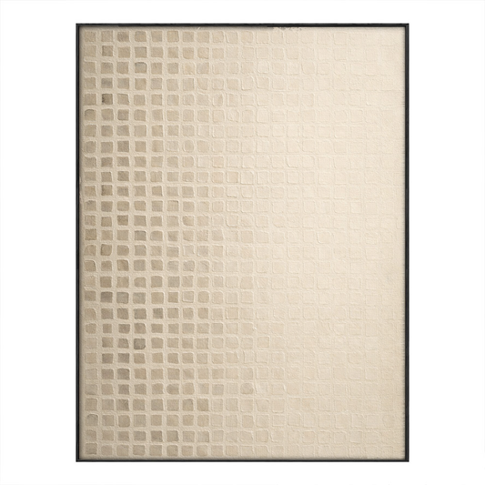 Minimalist Asymmetrical Geometric Grid Abstract Wall Art, Soft Beige Light Medium Grey Muted Tones Textured Canvas Art, Modern Rustic Neutral Decor for Office Hallway Dining Room Bedroom Living Room
