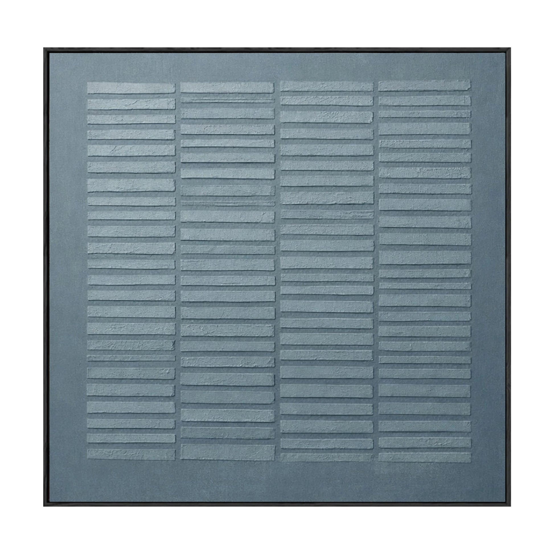 Minimalist Dark & Medium Grey Textured Abstract Square Wall Art with Subtle Repetitive Linear Grid Pattern - Neutral Modern Home Decor for Contemporary Spaces, Office & Living Areas, Understated Soft Tones, Thick Brush/Knife Texture