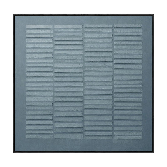 Minimalist Dark & Medium Grey Textured Abstract Square Wall Art with Subtle Repetitive Linear Grid Pattern - Neutral Modern Home Decor for Contemporary Spaces, Office & Living Areas, Understated Soft Tones, Thick Brush/Knife Texture