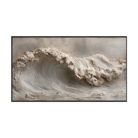 Textured Plaster 3D Relief Abstract Ocean Wave Wall Art Neutral Beige White Light Grey Modern Minimalist Wabi Sabi Stucco Decor for Living Room Bedroom Office Dining Room Hallway
