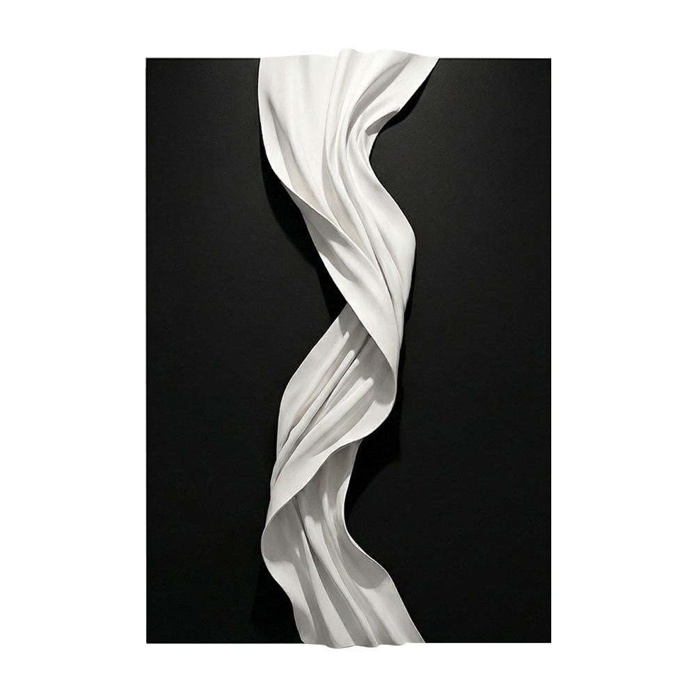 Black and White Abstract 3D Twisted Wave Minimalist Modern Textured Wall Art Elegant Monochrome Decor for Contemporary Home and Office Interiors