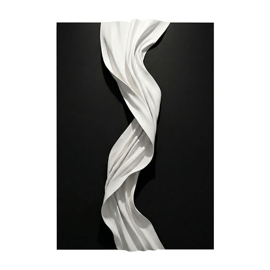 Black and White Abstract 3D Twisted Wave Minimalist Modern Textured Wall Art Elegant Monochrome Decor for Contemporary Home and Office Interiors